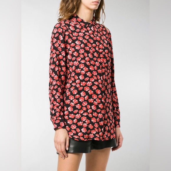 Ganni Lindale Crepe Long Sleeve Top Blouse Size 10/12 - Picture 2 of 13